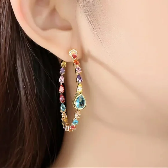 Swarovski Crystals The Marguryte Colorful Hoop Earrings - Picture 7 of 8